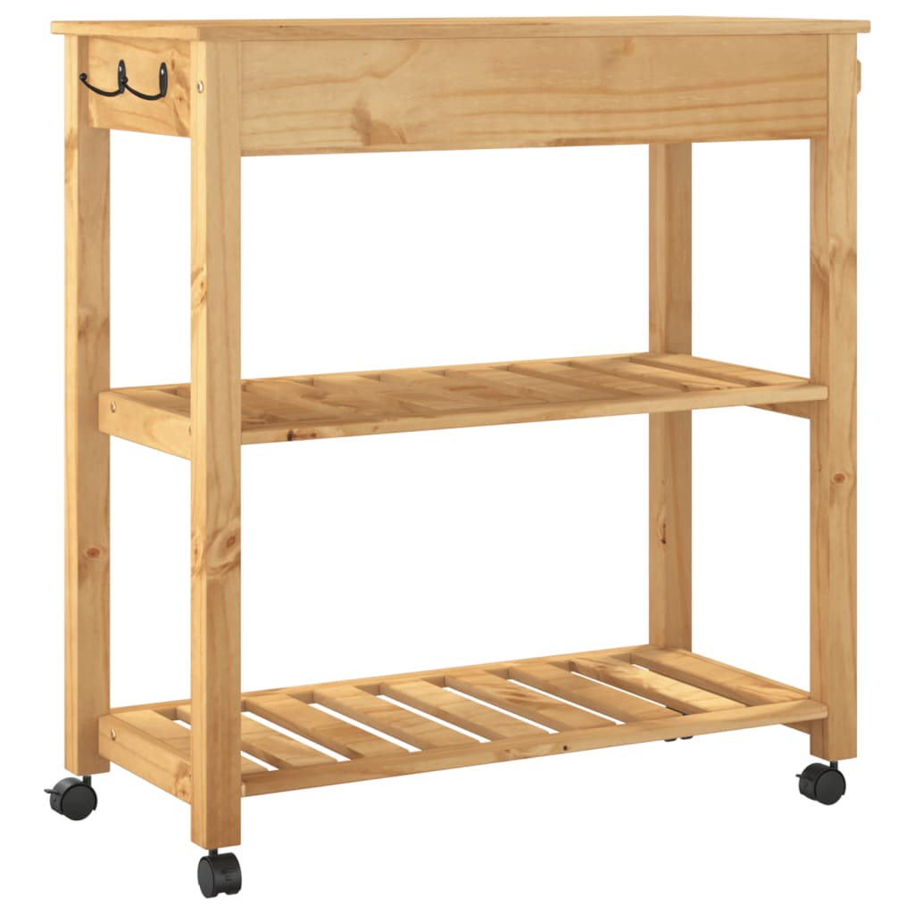 vidaXL Kitchen Trolley MONZA 33.1"x15.7"x35.4" Solid Wood Pine