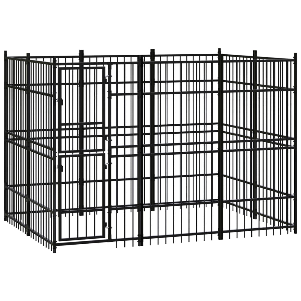 vidaXL Outdoor Dog Kennel Steel 59.5 ft²