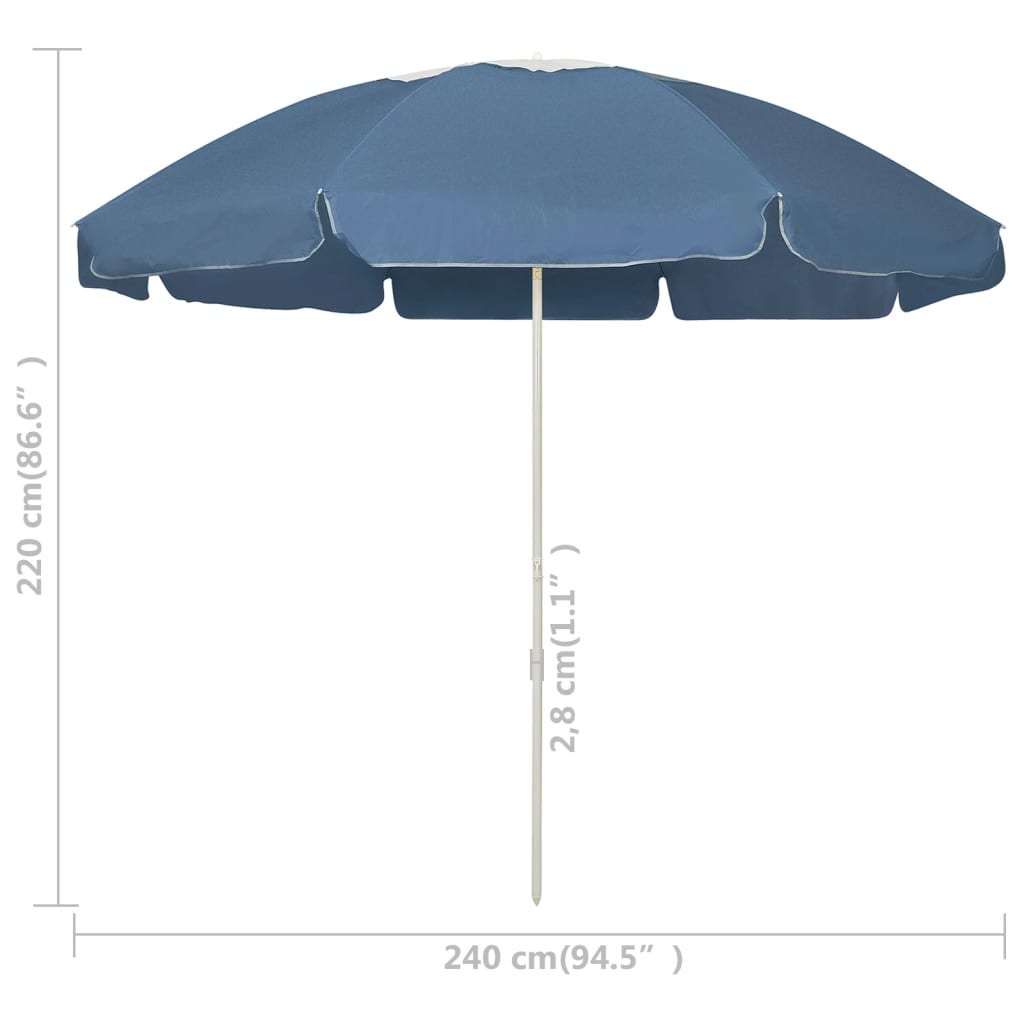 vidaXL Beach Parasol Blue 94.5"