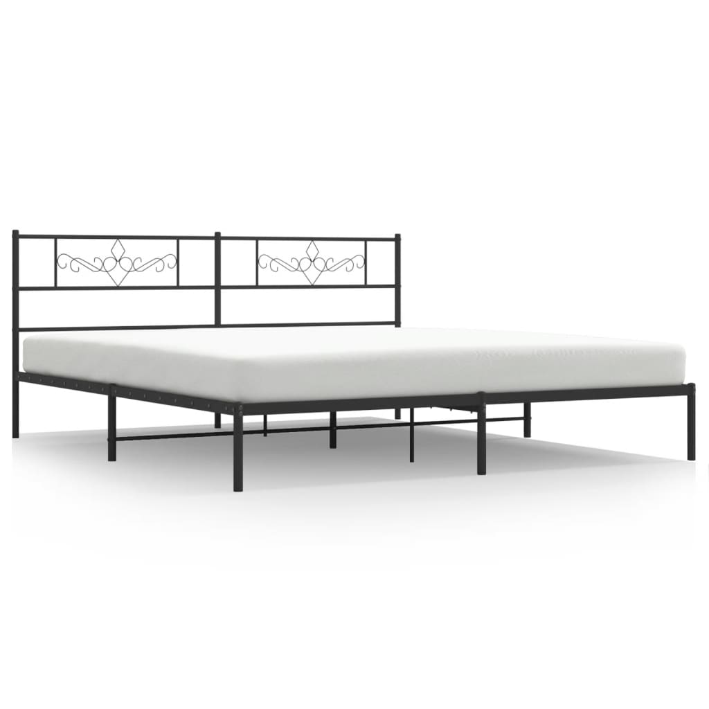 vidaXL Metal Bed Frame with Headboard Black 72"x83.9" California King