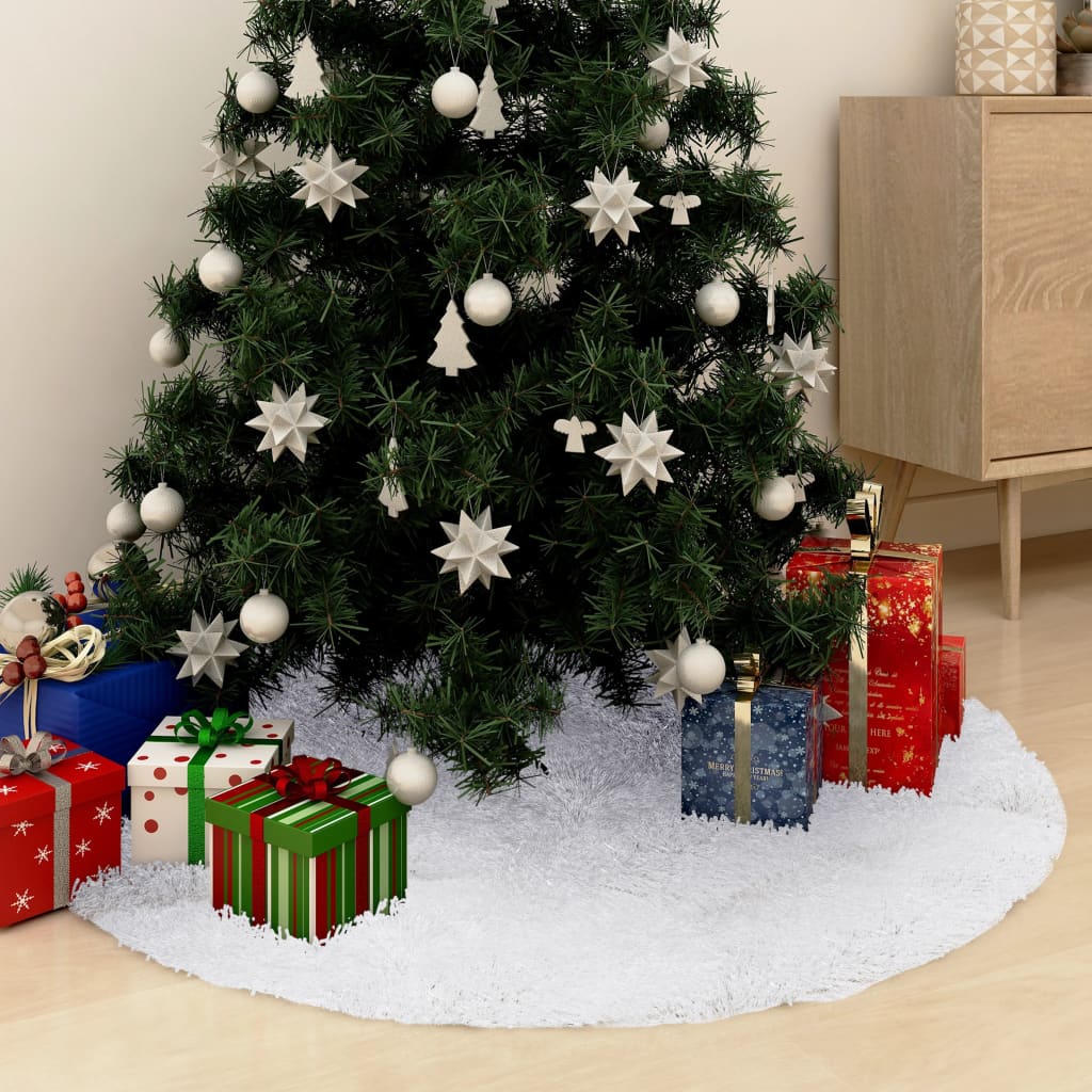 vidaXL Christmas Tree Skirt White 59.1" Faux