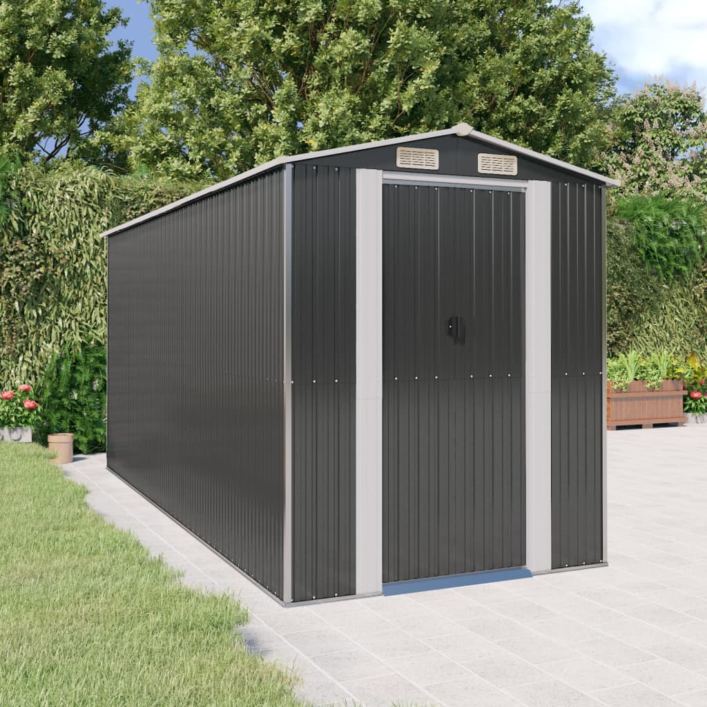 vidaXL Garden Shed Anthracite 75.6"x173.2"x87.8" Galvanized Steel