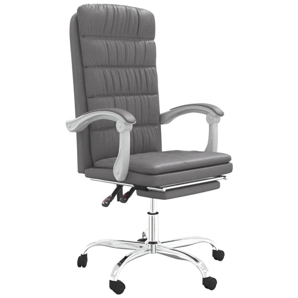 vidaXL Reclining Office Chair Gray Faux Leather