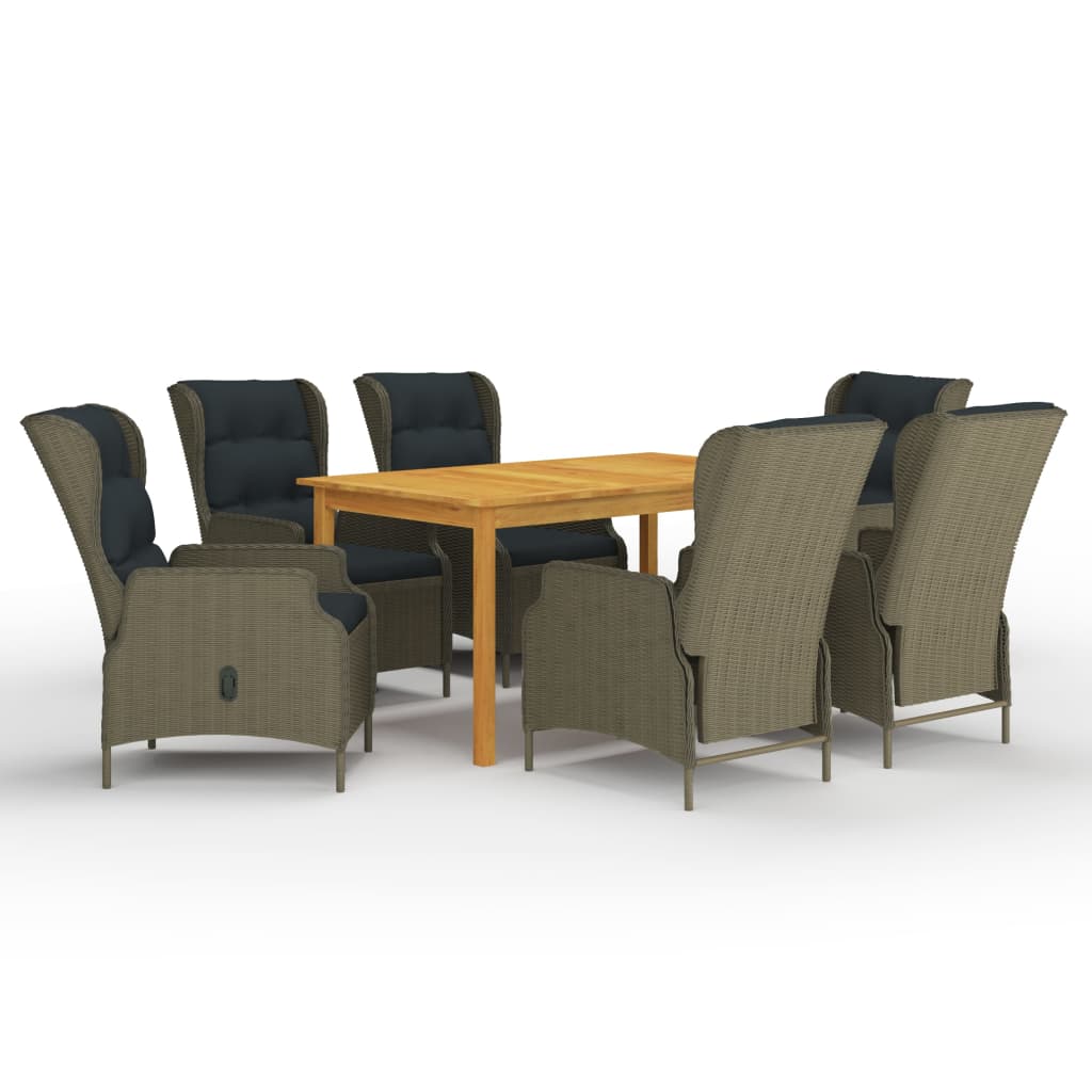 vidaXL 7 Piece Patio Dining Set Brown