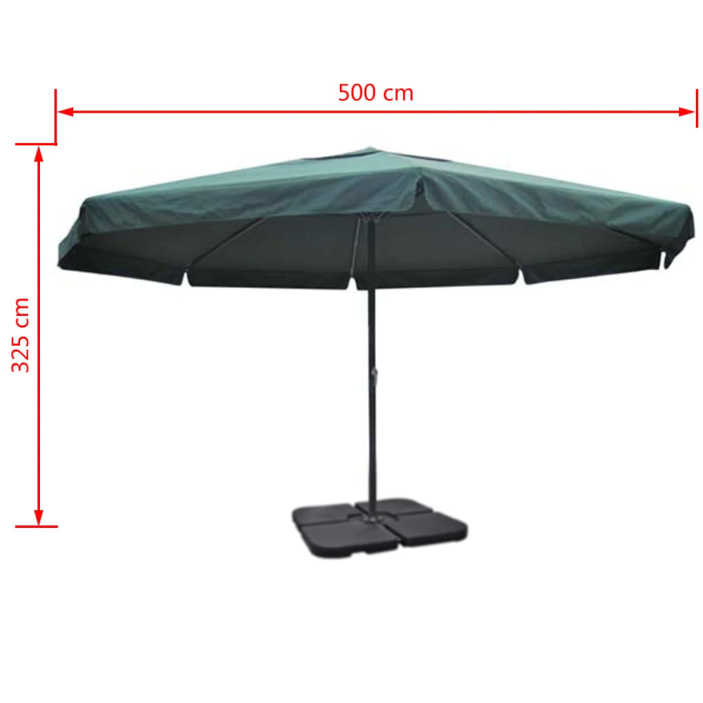 vidaXL Aluminum Garden Parasol with Portable Base Green