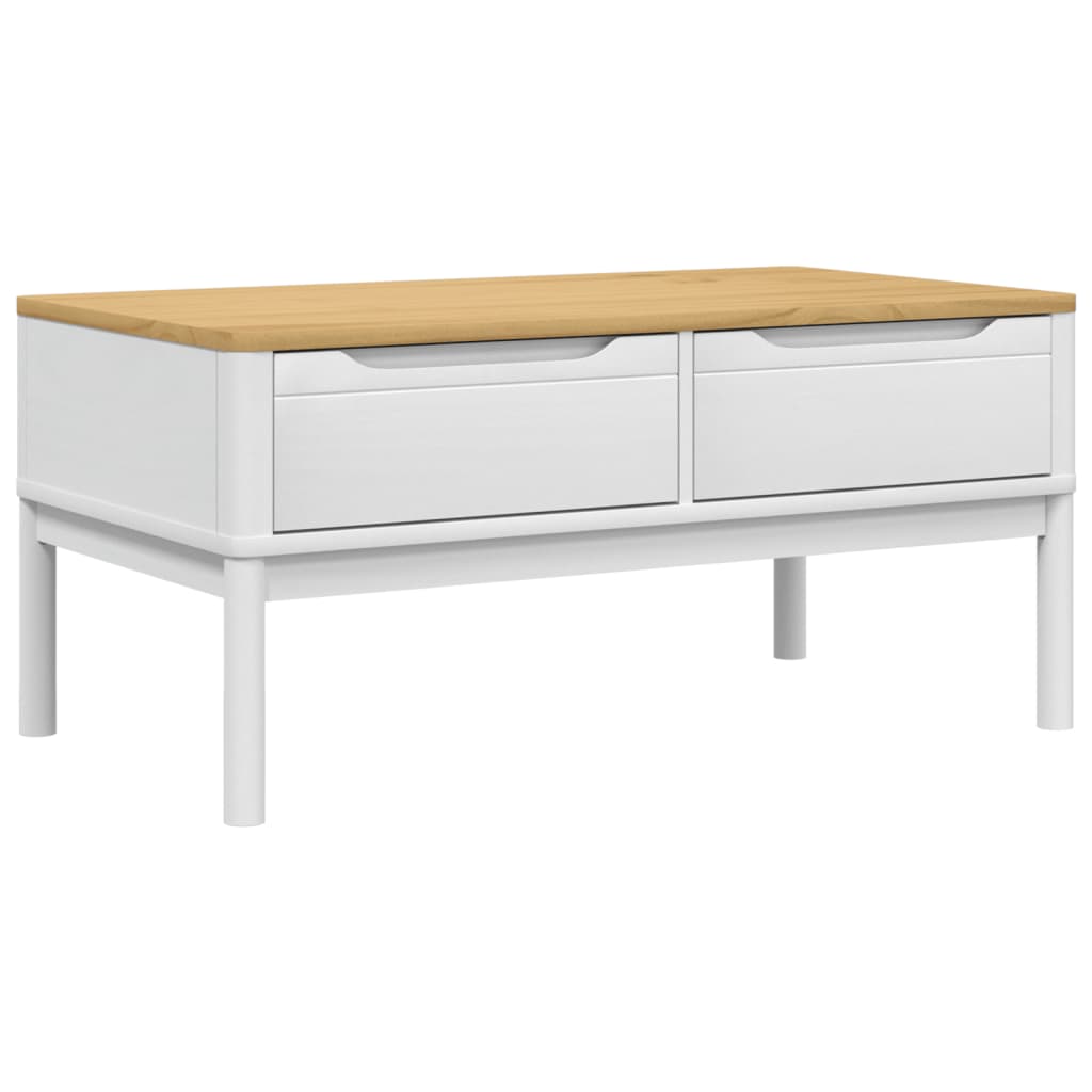 vidaXL Coffee Table FLORO White 39"x21.9"x17.7" Solid Pine Wood