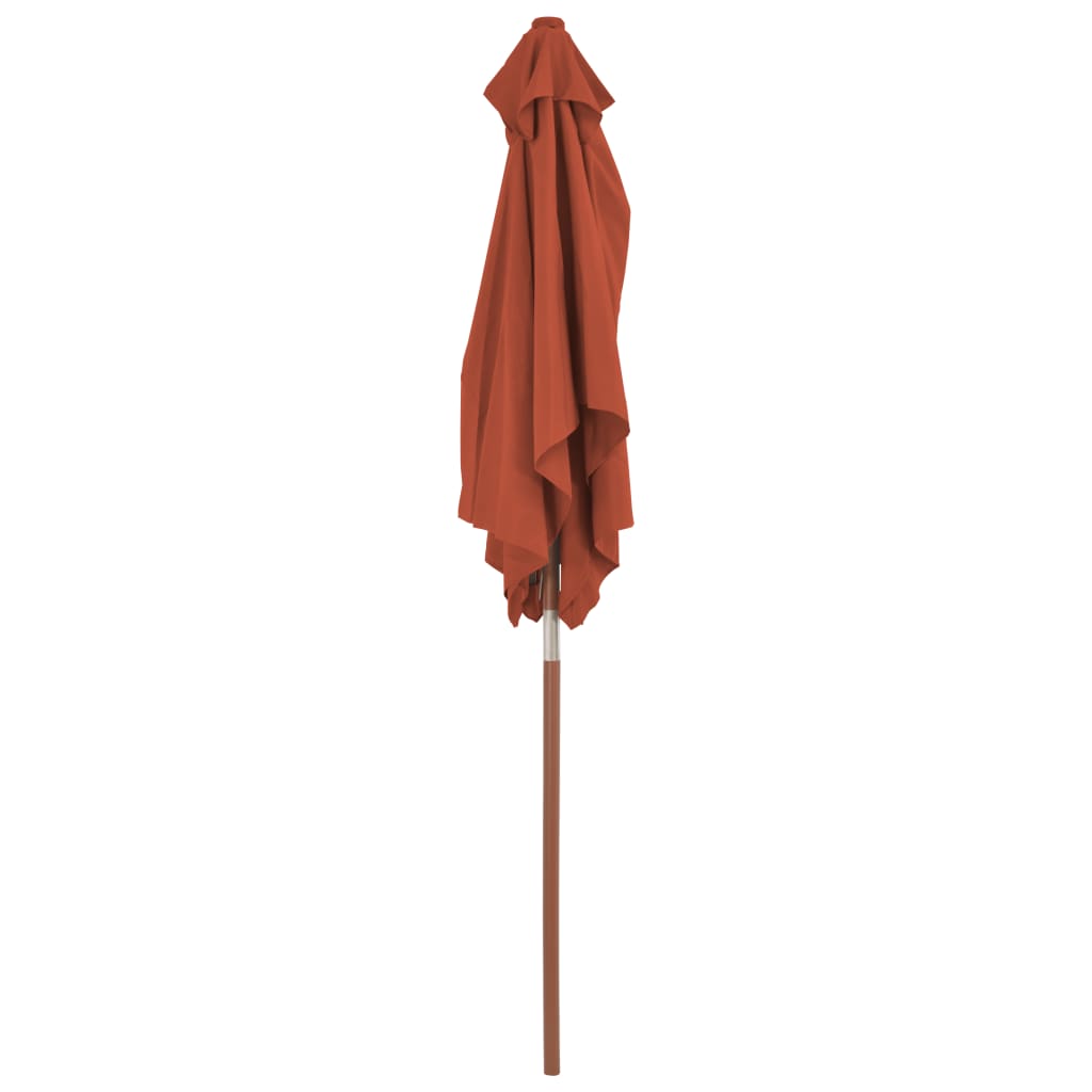 vidaXL Garden Parasol with Wooden Pole 59.1"x78.7" Terracotta