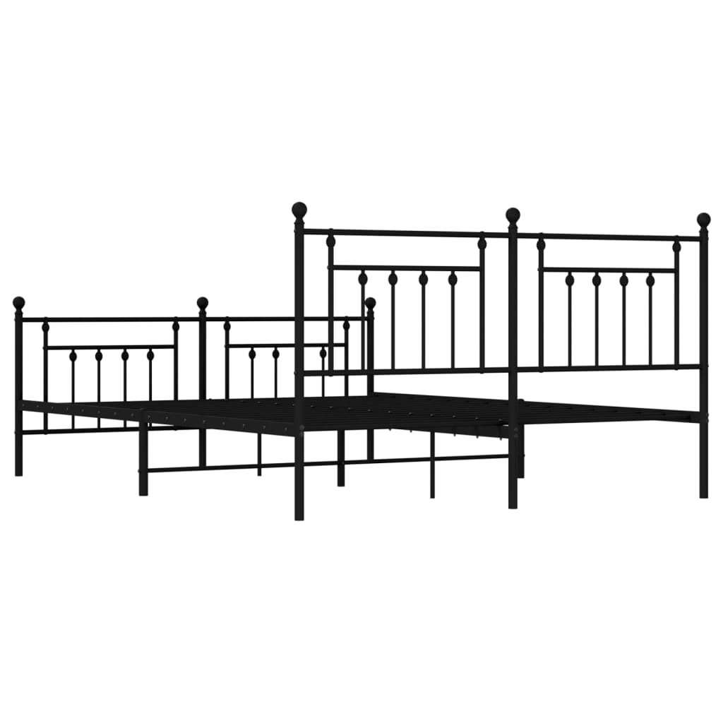 vidaXL Metal Bed Frame without Mattress with Footboard Black 72"x83.9"