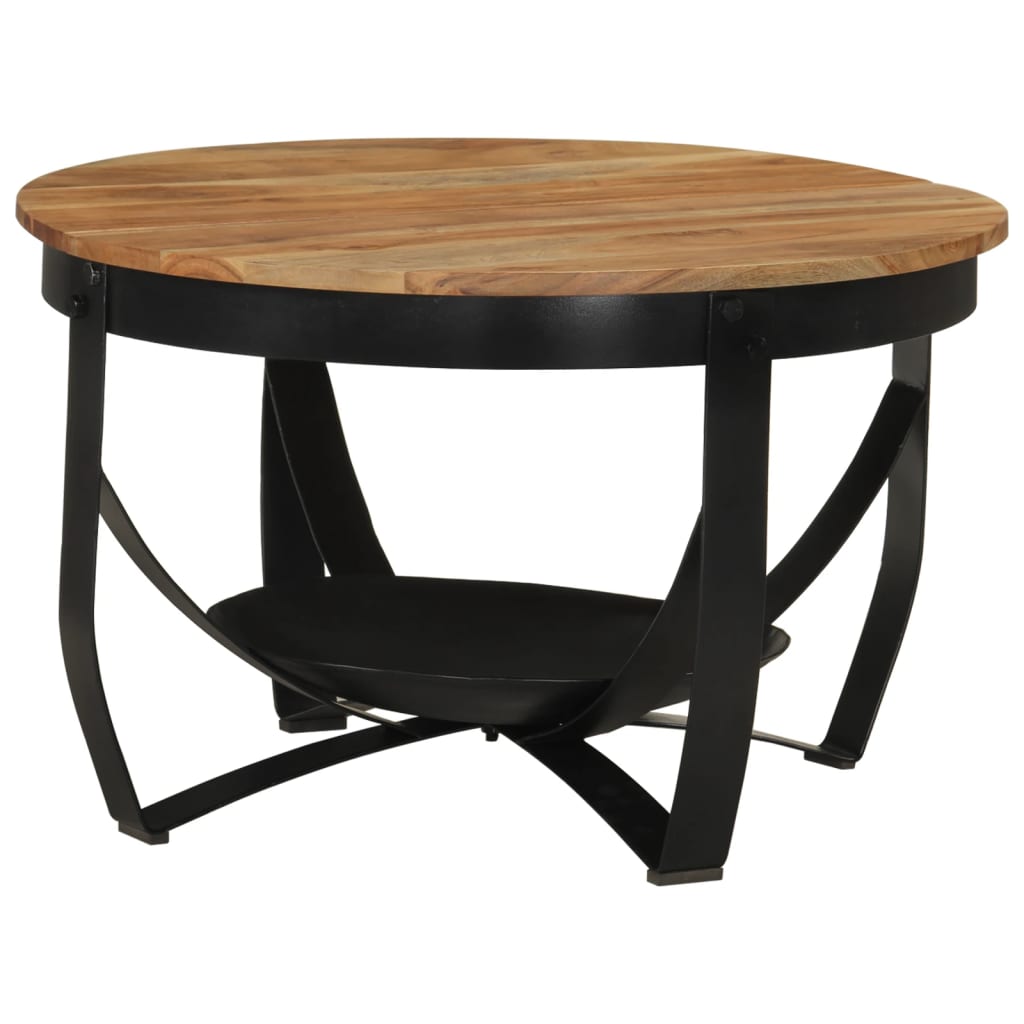 vidaXL Coffee Table Ø 26.8"x16.9" Solid Wood Acacia and Iron