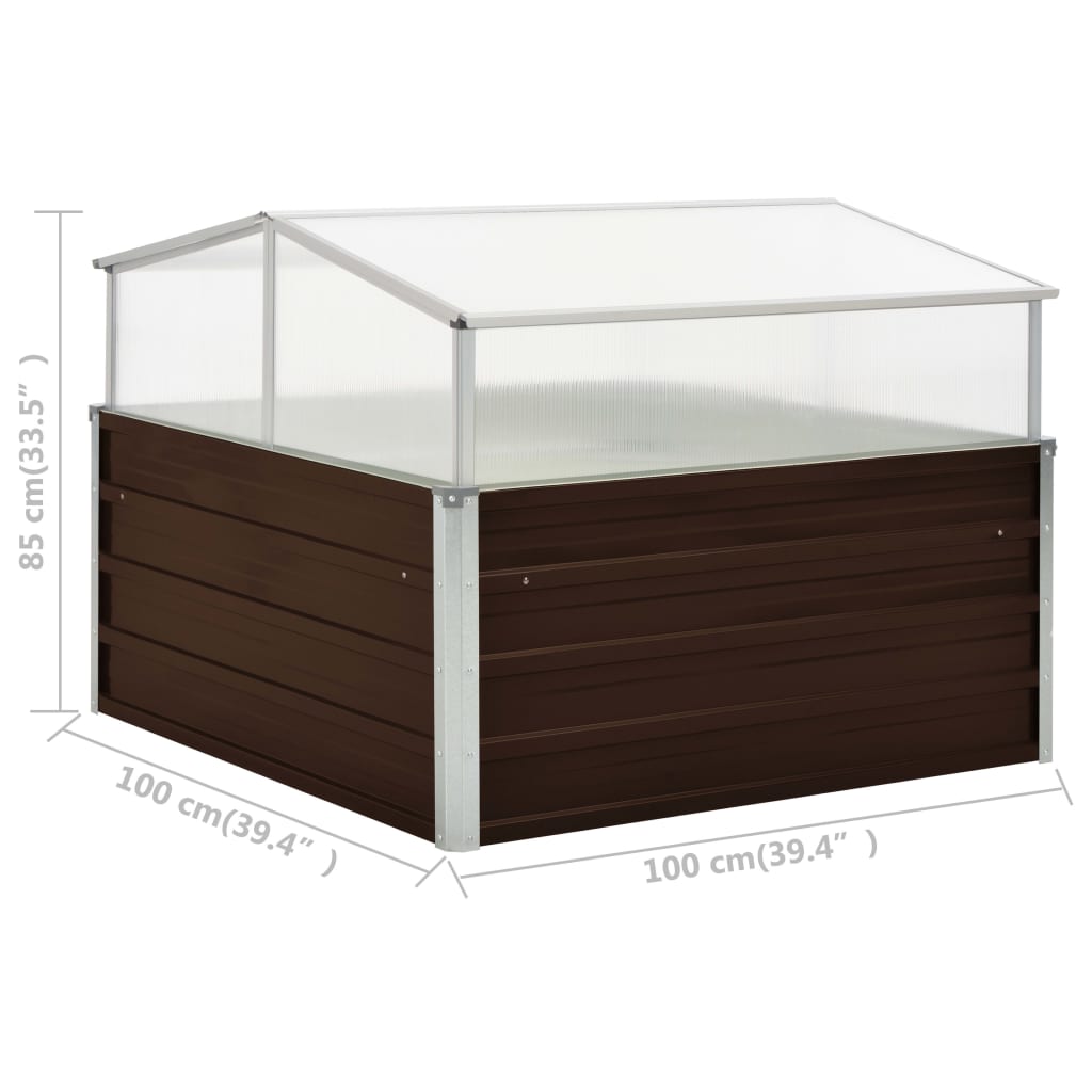 vidaXL Greenhouse Brown 39.4"x39.4"x33.5" Galvanized Steel