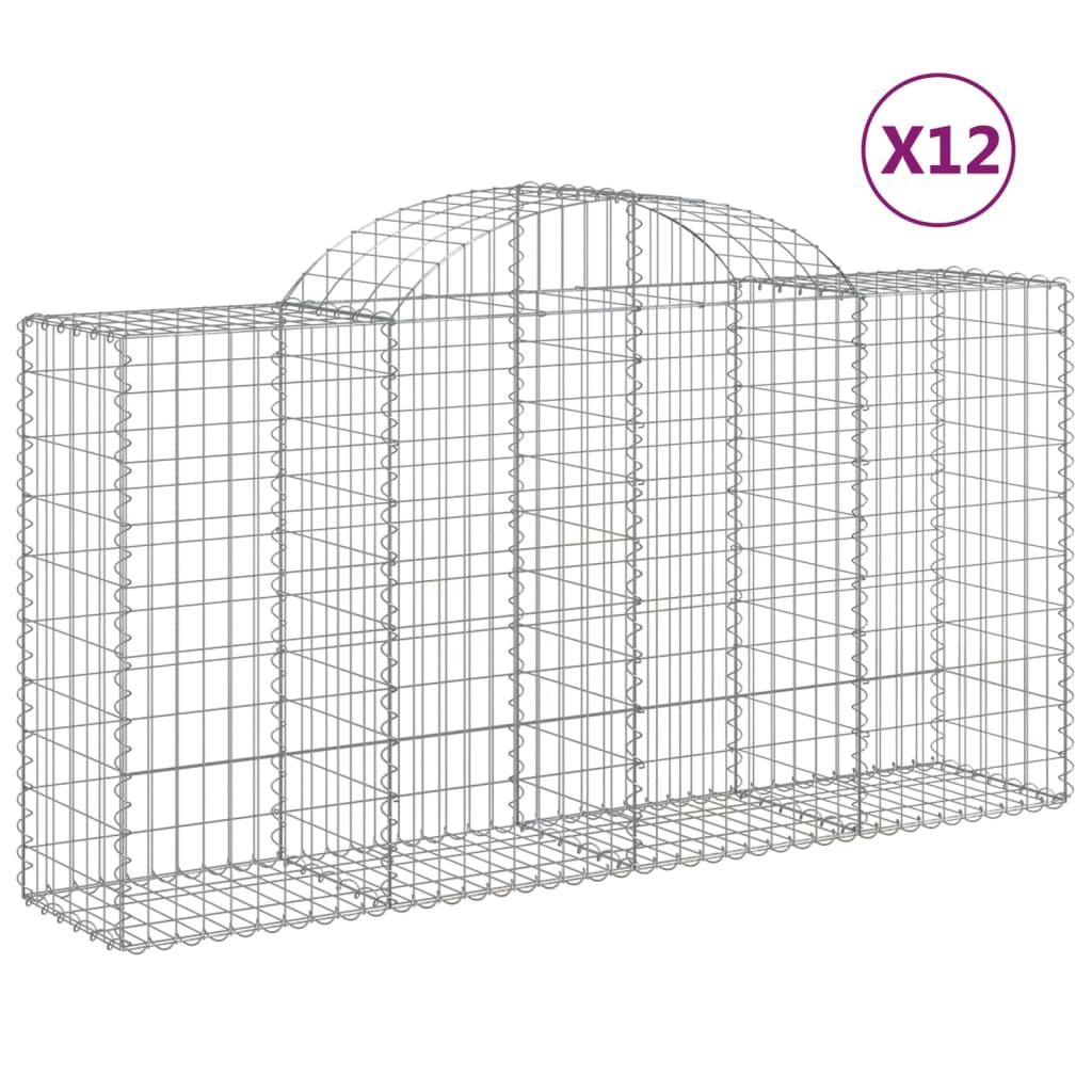 vidaXL Arched Gabion Baskets 12 pcs 78.7"x19.7"x39.4"/47.2" Galvanized Iron