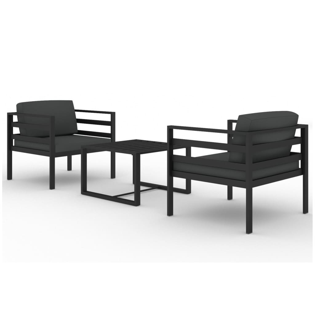 vidaXL 3 Piece Patio Lounge Set with Cushions Aluminum Anthracite