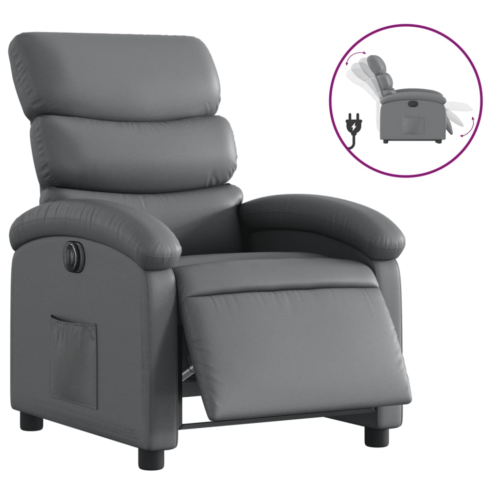 vidaXL Electric Recliner Chair Gray Faux Leather