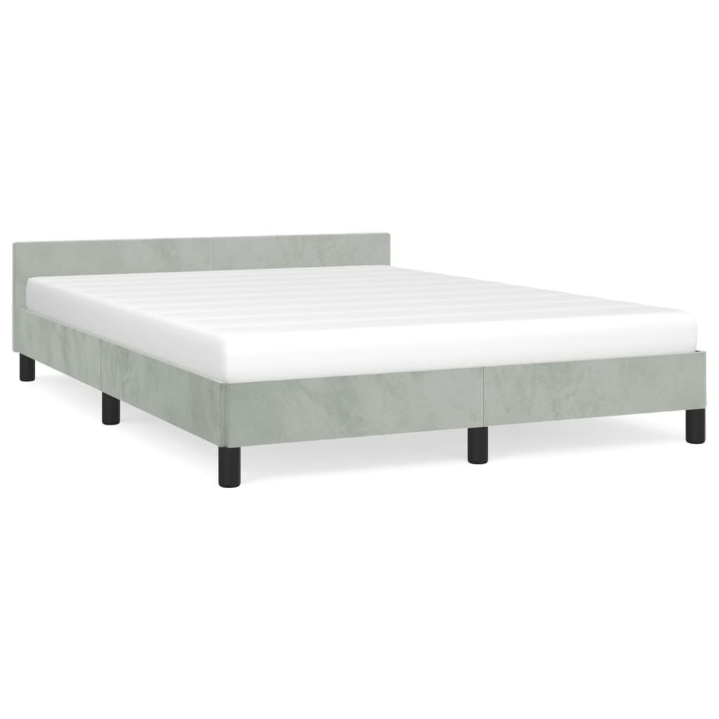 vidaXL Bed Frame with Headboard Light Gray 59.8"x79.9" Queen Velvet