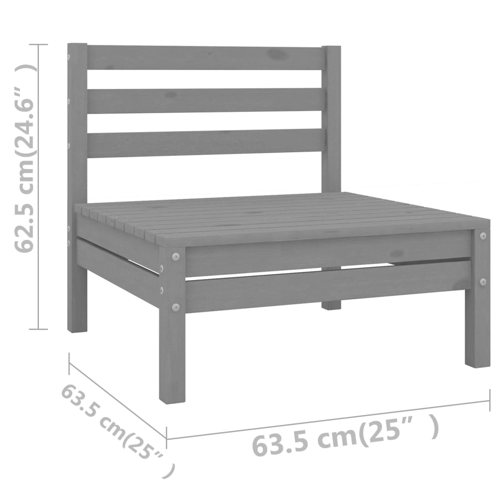 vidaXL 9 Piece Patio Lounge Set Gray Solid Pinewood