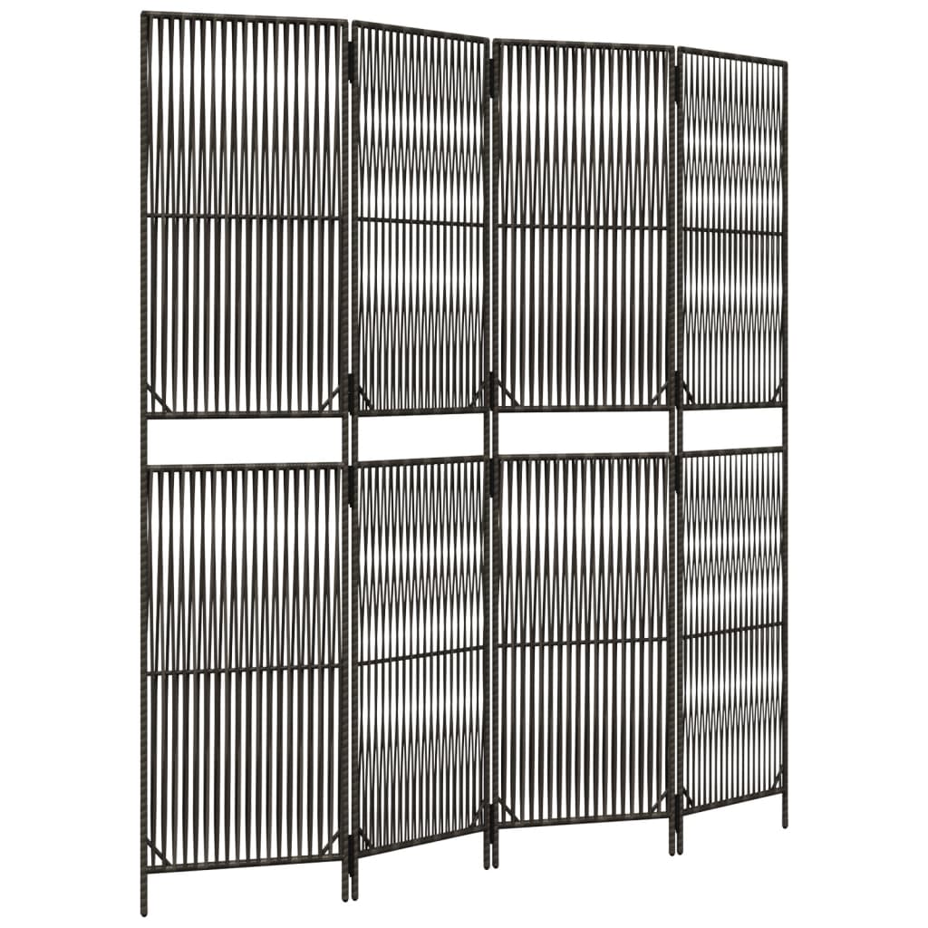 vidaXL Room Divider 4 Panels Gray Poly Rattan