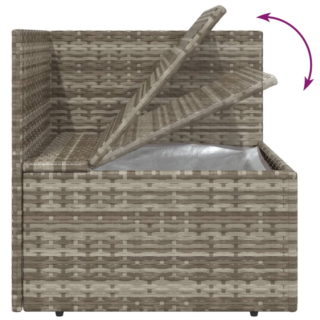 vidaXL Patio Corner Sofa with Cushion Gray 22.4"x22.4"x22" Poly Rattan