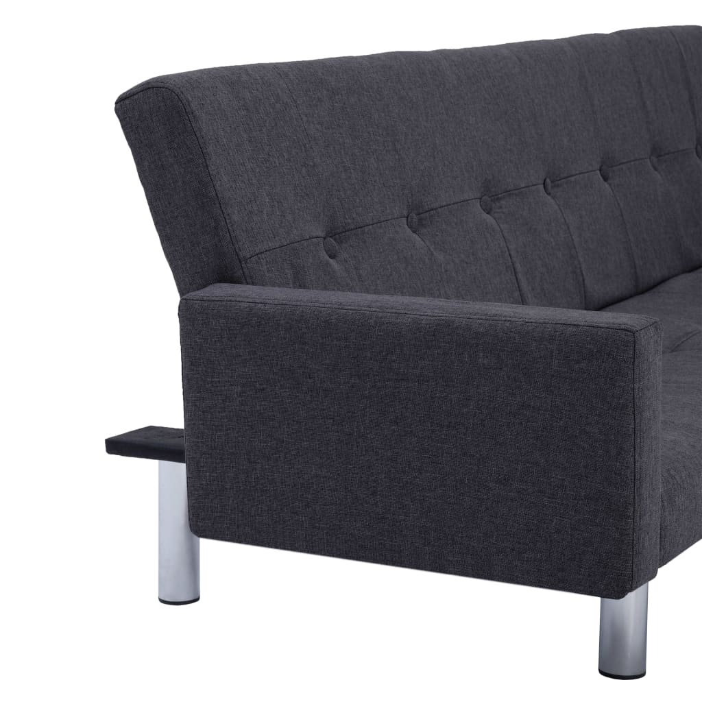 vidaXL Sofa Bed with Armrest Dark Gray Fabric