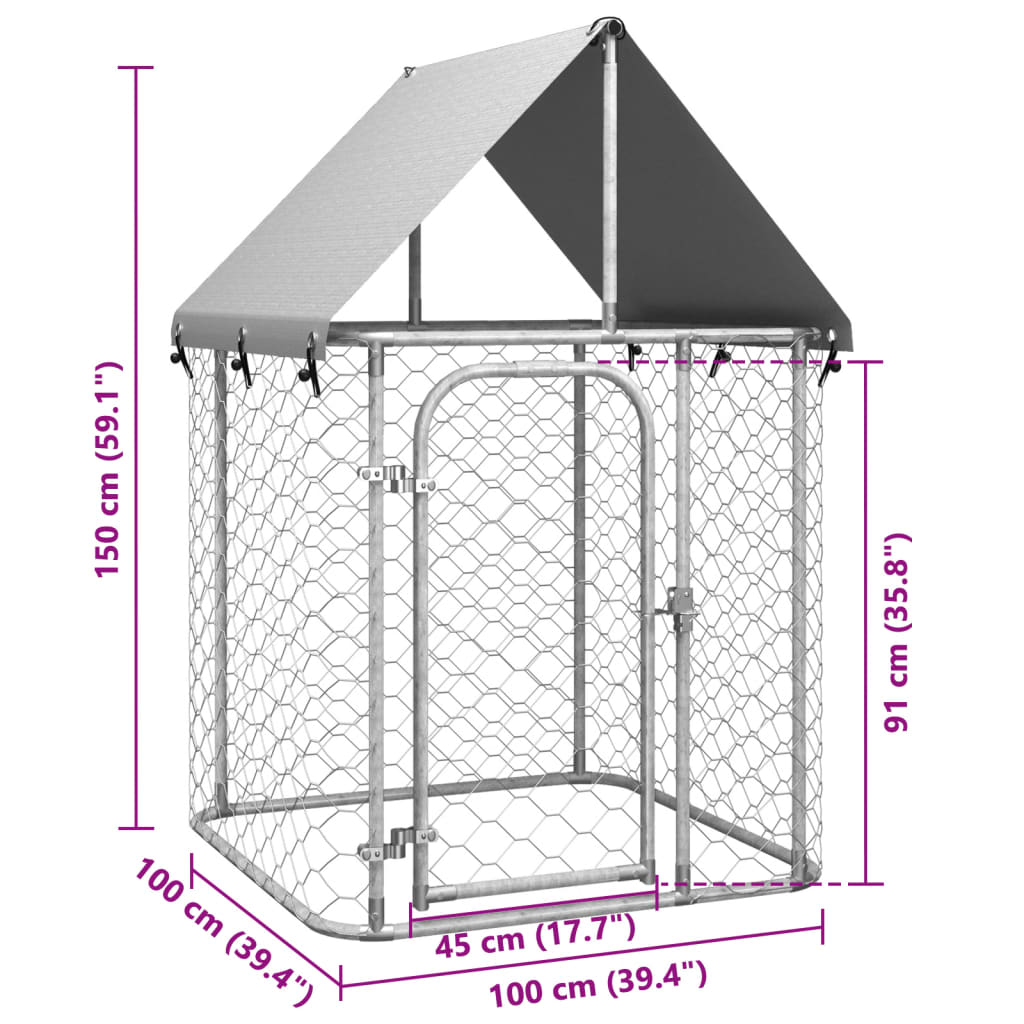 vidaXL Outdoor Dog Kennel with Roof 39.4"x39.4"x59.1"