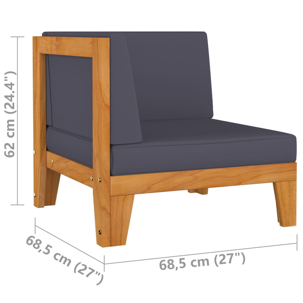 vidaXL 2 Piece Patio Lounge Set with Cushions Solid Acacia Wood