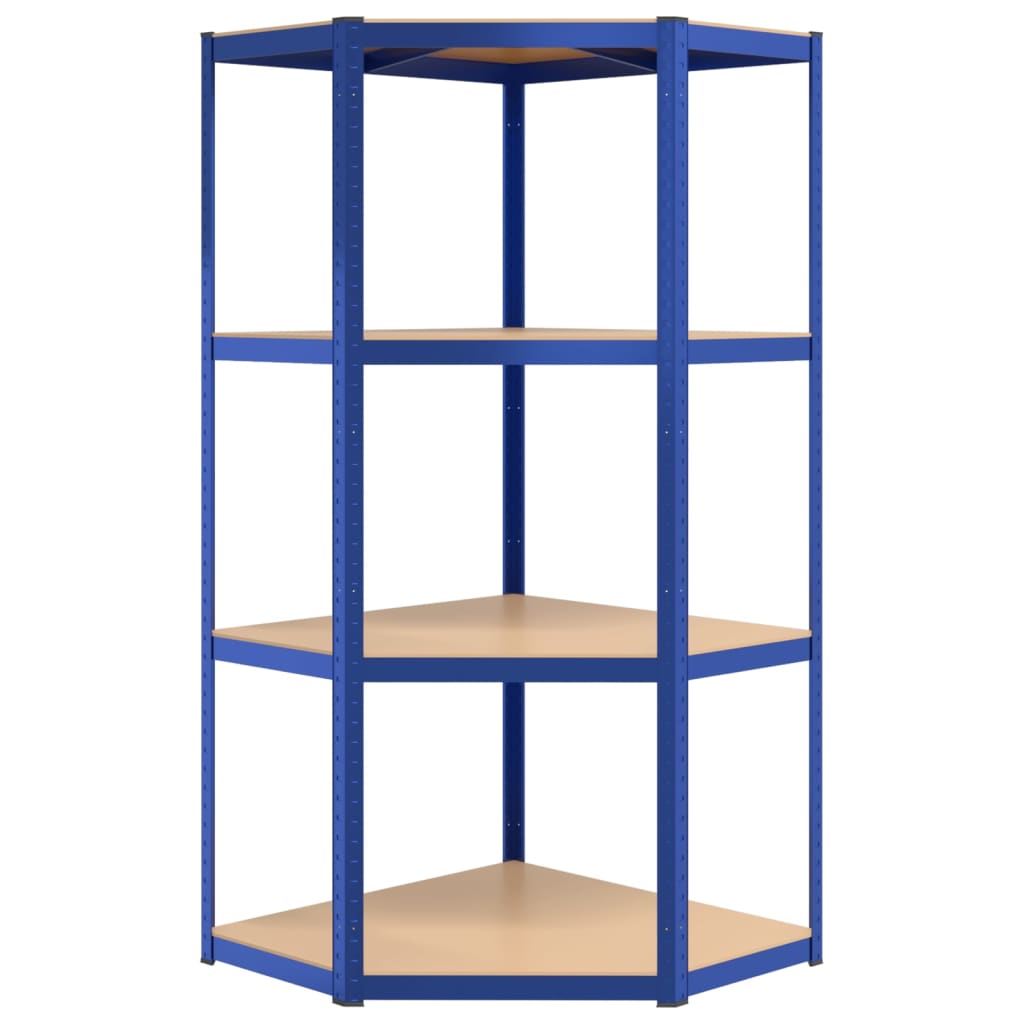 vidaXL 4-Layer Shelves 2 pcs Blue Steel&Engineered Wood