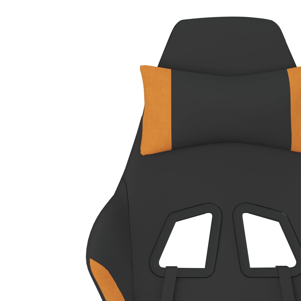 vidaXL Massage Gaming Chair with Footrest Black and Orange Fabric