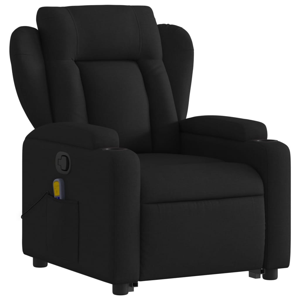 vidaXL Stand up Massage Recliner Chair Black Fabric