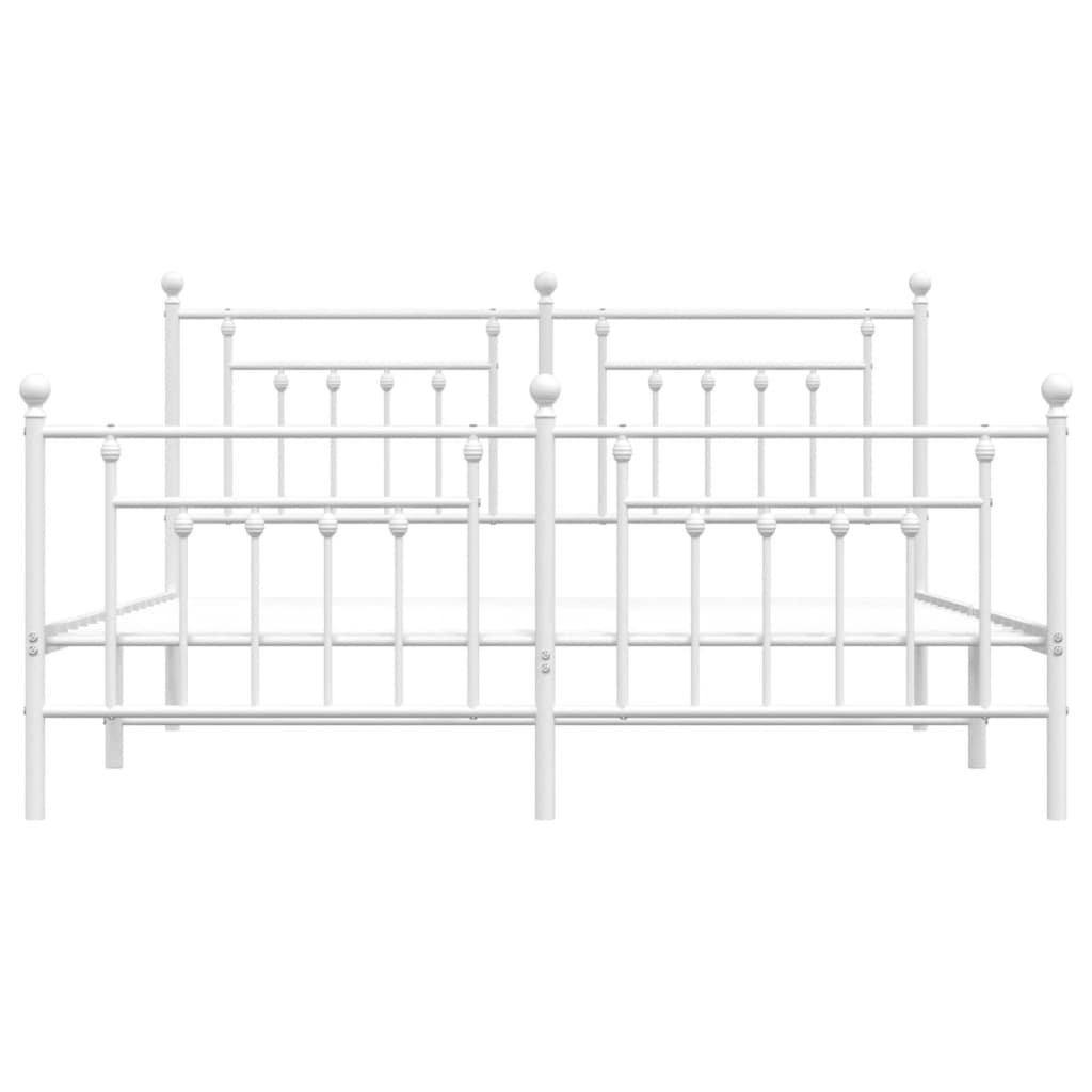 vidaXL Metal Bed Frame without Mattress with Footboard White 72"x83.9"