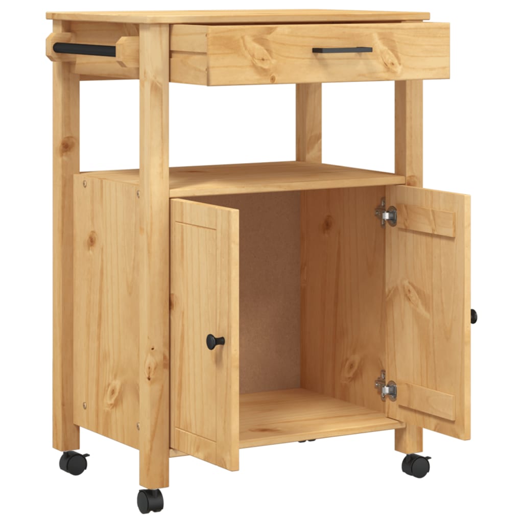 vidaXL Kitchen Trolley MONZA 23.6"x15.7"x35.4" Solid Wood Pine