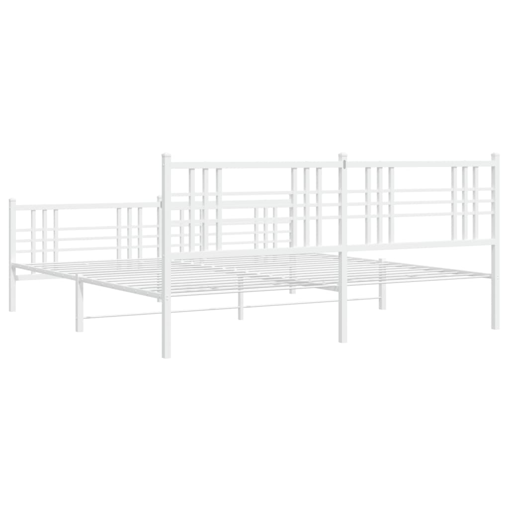 vidaXL Metal Bed Frame without Mattress with Footboard White 76"x79.9"