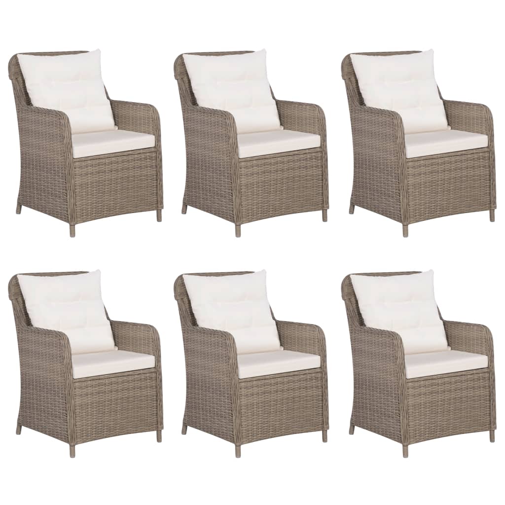 vidaXL 7 Piece Patio Dining Set Poly Rattan Brown