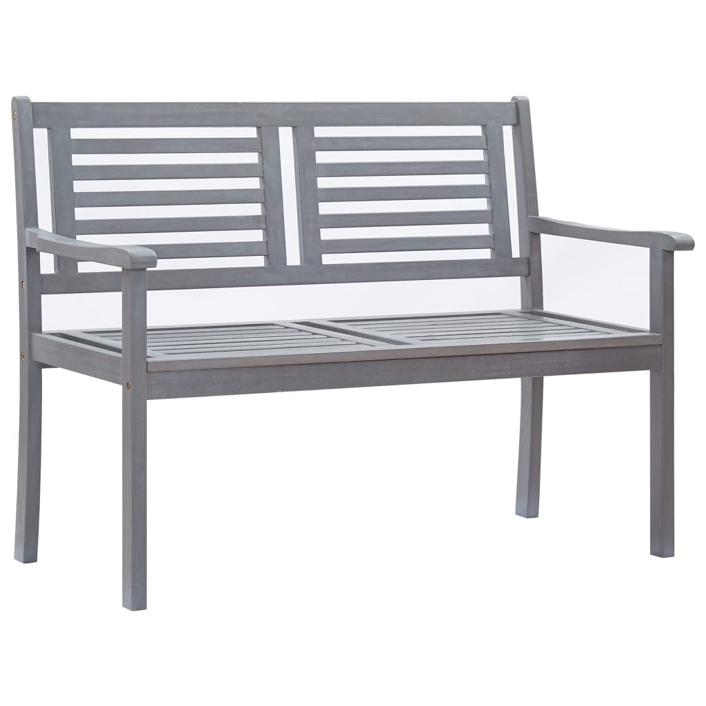 vidaXL 2-Seater Patio Bench with Cushion 47.2" Gray Eucalyptus Wood