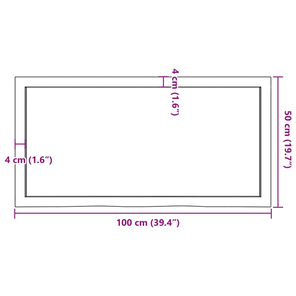 vidaXL Bathroom Countertop Light Brown 39.4"x19.7"x(0.8"-1.6") Treated Solid Wood