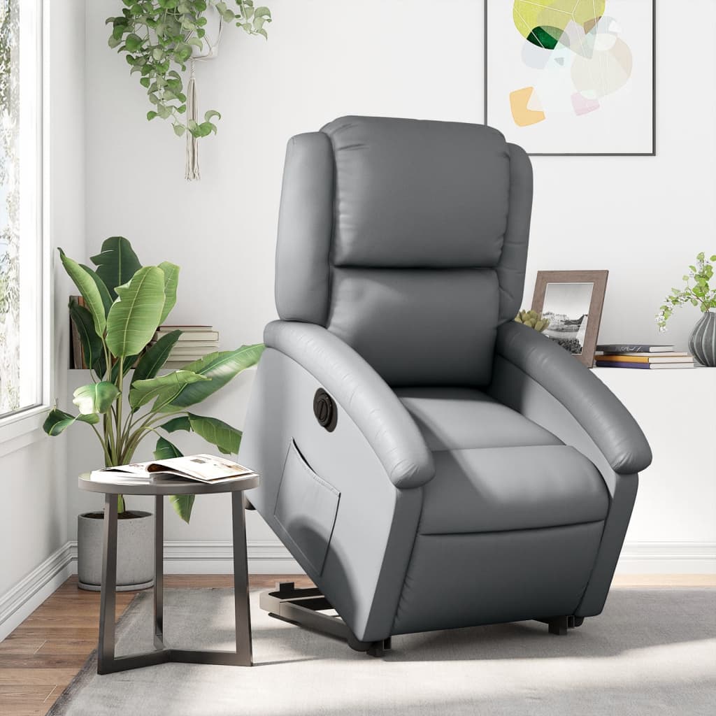 vidaXL Electric Stand up Recliner Chair Gray Faux Leather