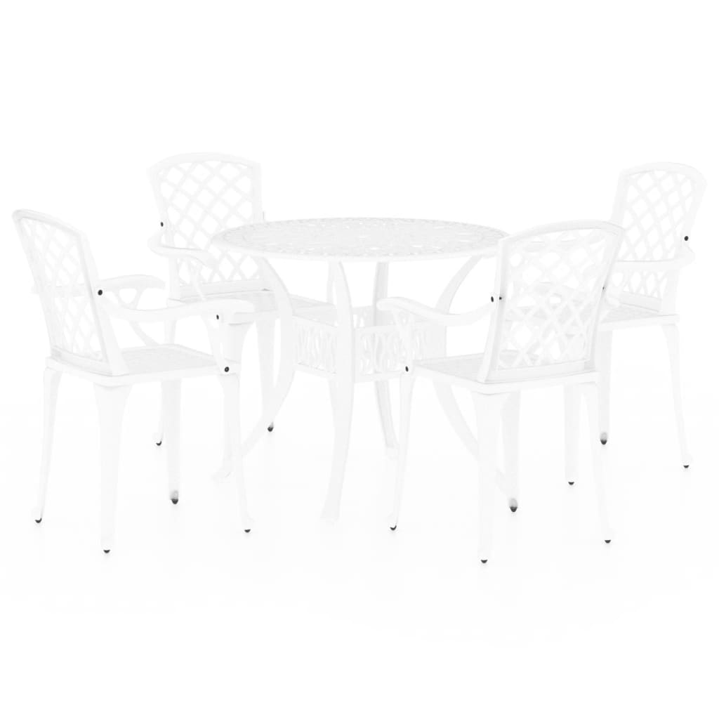 vidaXL 5 Piece Bistro Set Cast Aluminum White