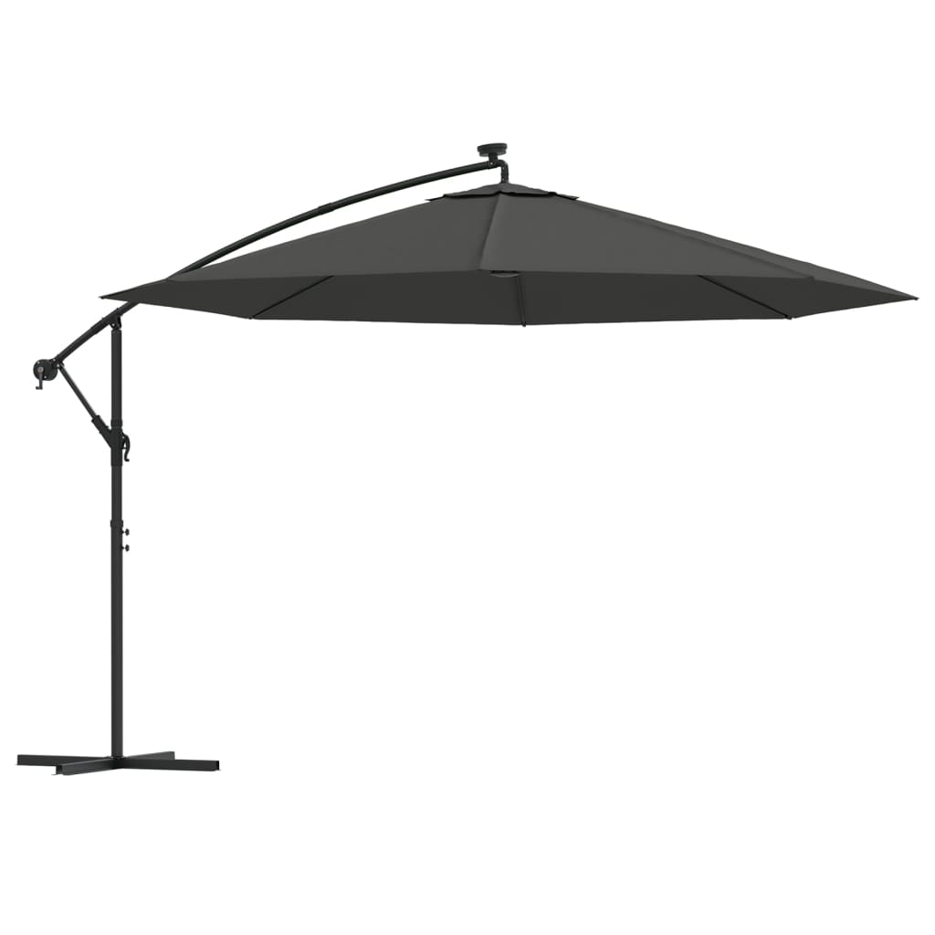 vidaXL Cantilever Garden Parasol with LED Lights and Metal Pole 137.8" Anthracite