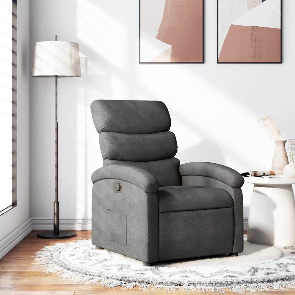 vidaXL Recliner Chair Dark Gray Fabric