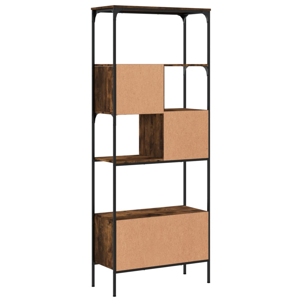 vidaXL Bookcase 5-Tier Smoked Oak 29.9"x13"x74.2" Engineered Wood