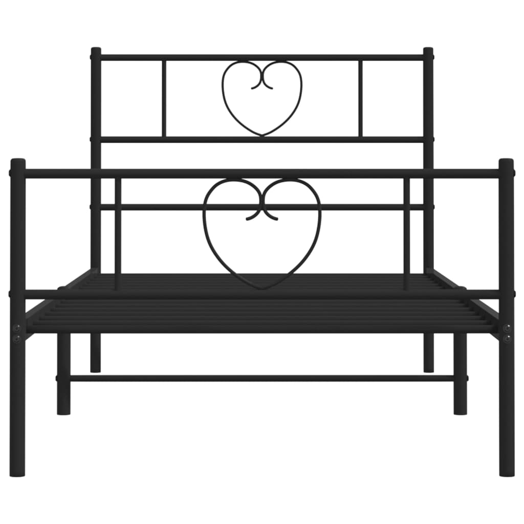 vidaXL Metal Bed Frame without Mattress with Footboard Black 39.4"x78.7"