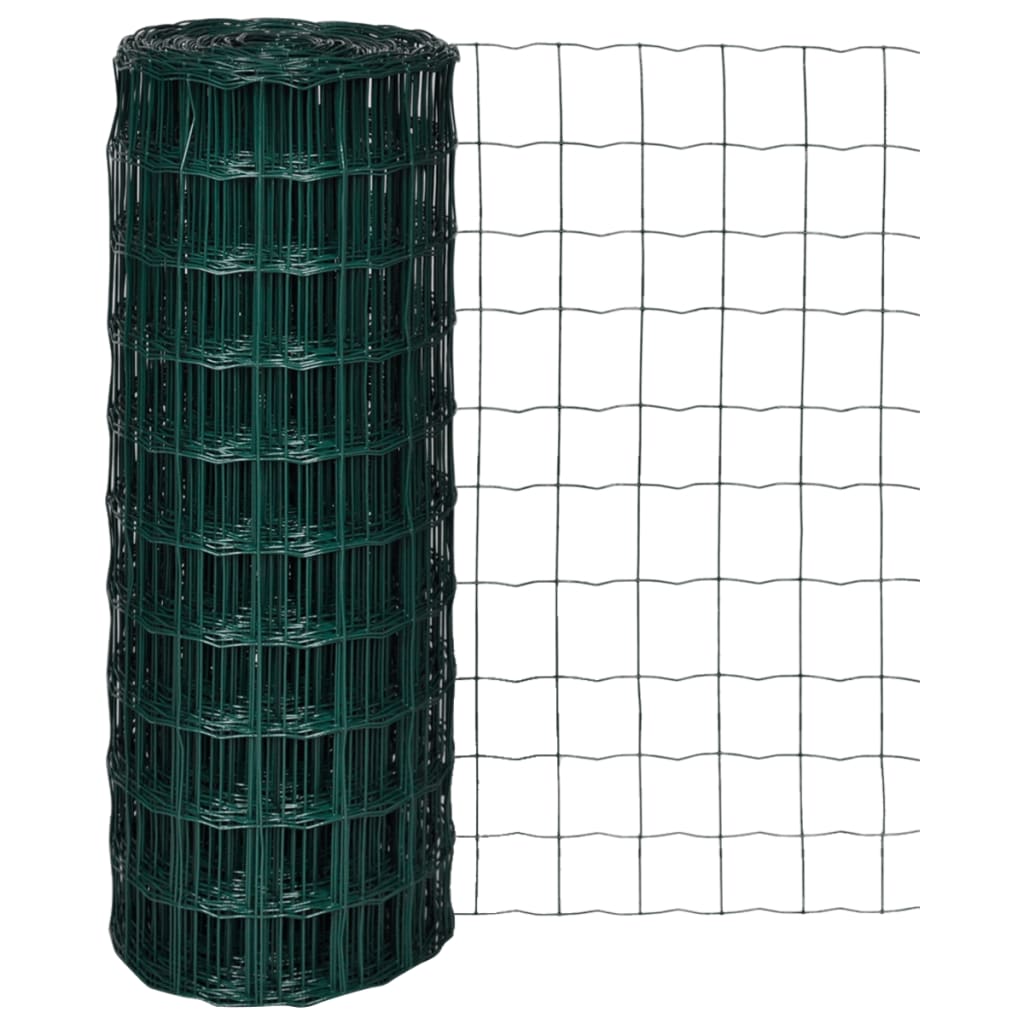 vidaXL Euro Fence Steel 32.8ftx3.3ft Green