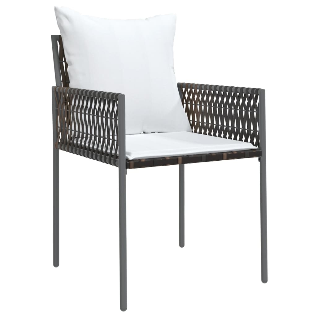 vidaXL 7 Piece Patio Dining Set with Cushions Poly Rattan and Steel