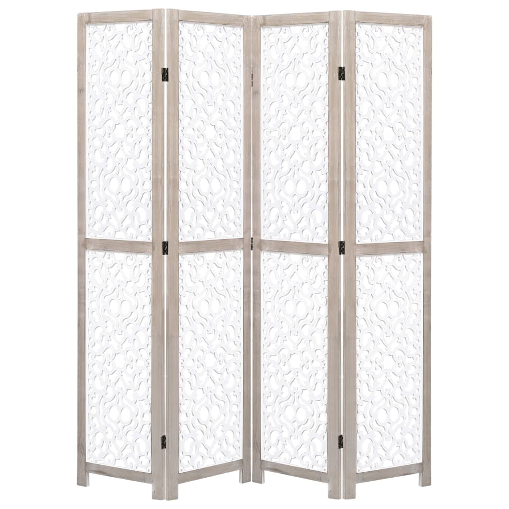 vidaXL 4-Panel Room Divider White 55.1"x65" Solid Wood