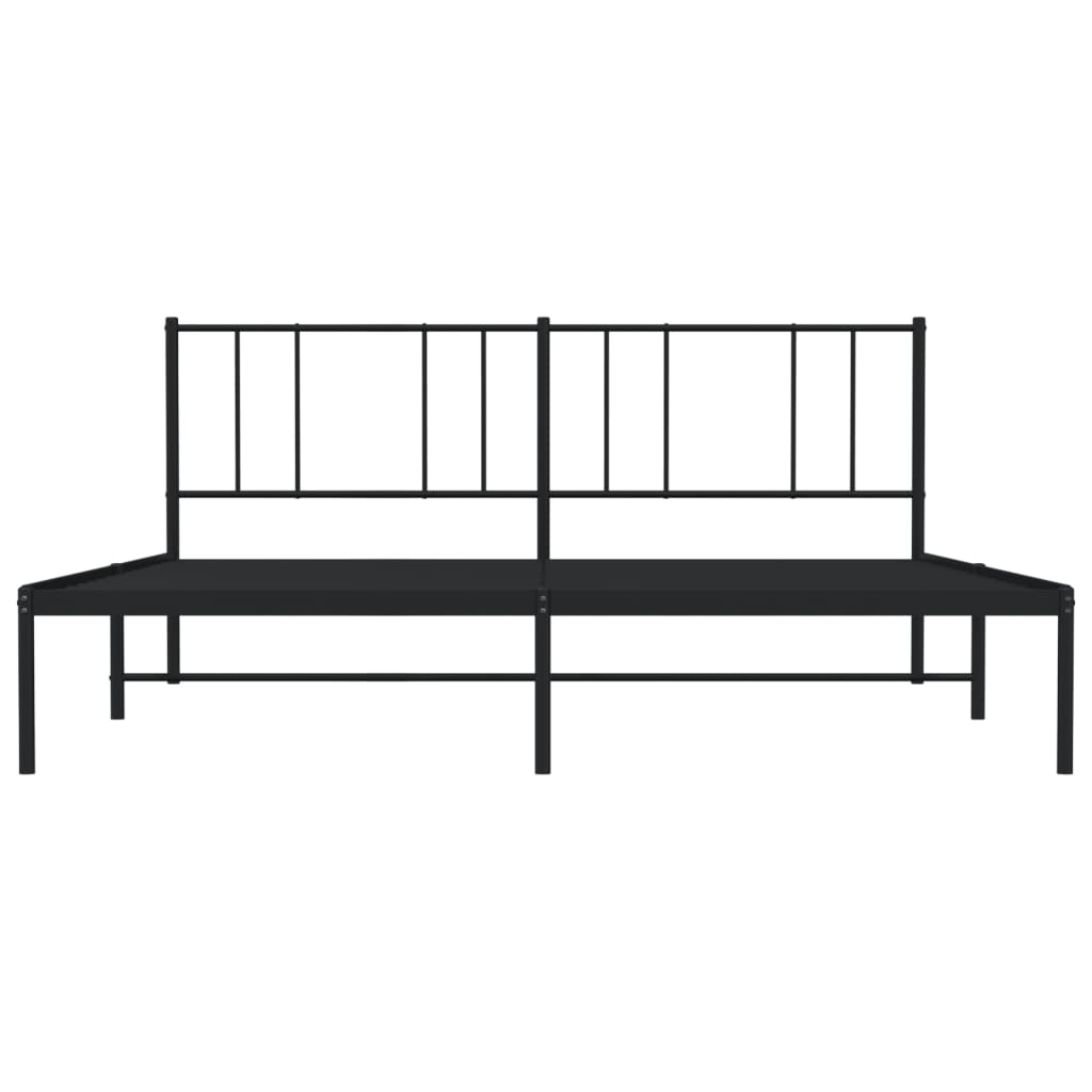 vidaXL Metal Bed Frame without Mattress with Headboard Black 76"x79.9"