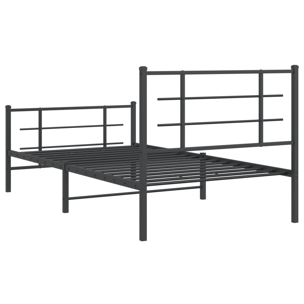 vidaXL Metal Bed Frame without Mattress with Footboard Black 39.4"x78.7"