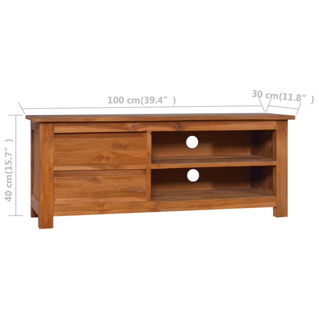 vidaXL TV Stand 39.4"x11.8"x15.7" Solid Wood Teak