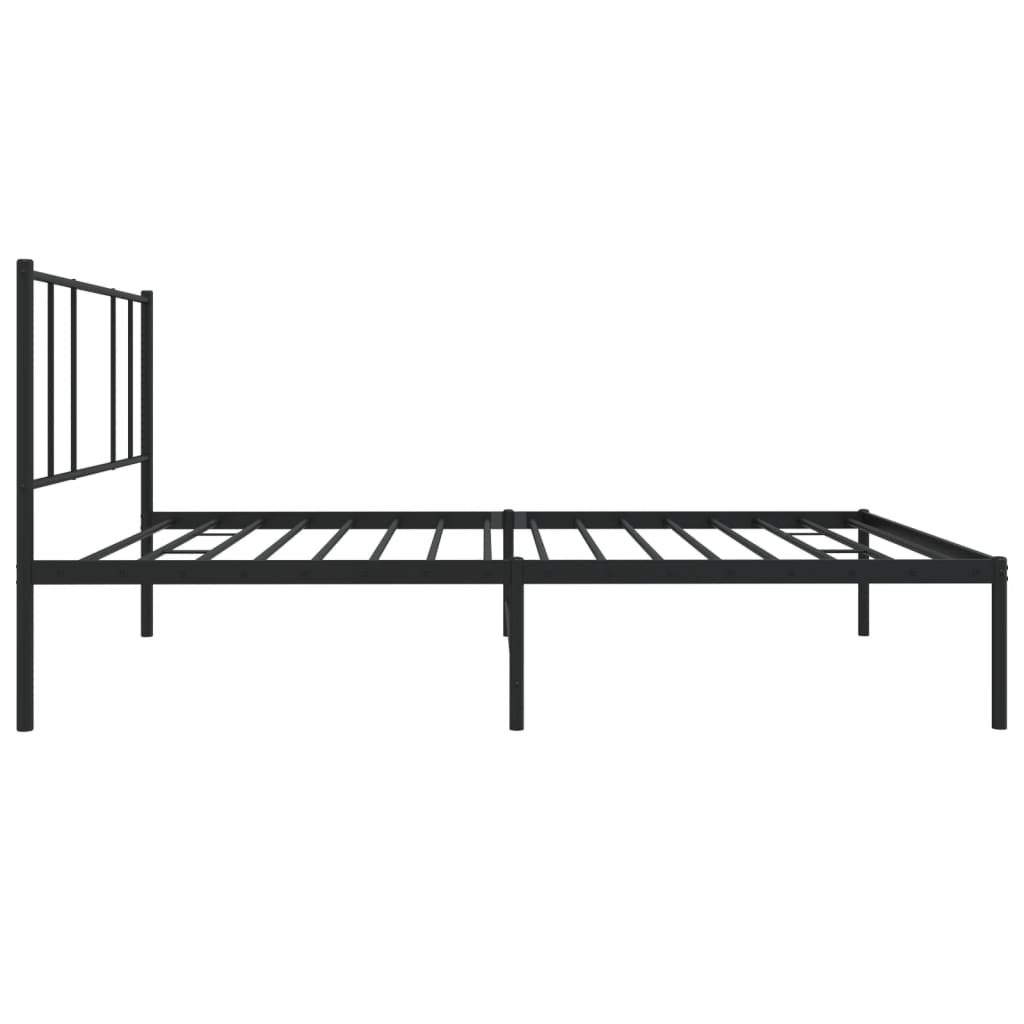 vidaXL Metal Bed Frame without Mattress with Headboard Black 39.4"x74.8"