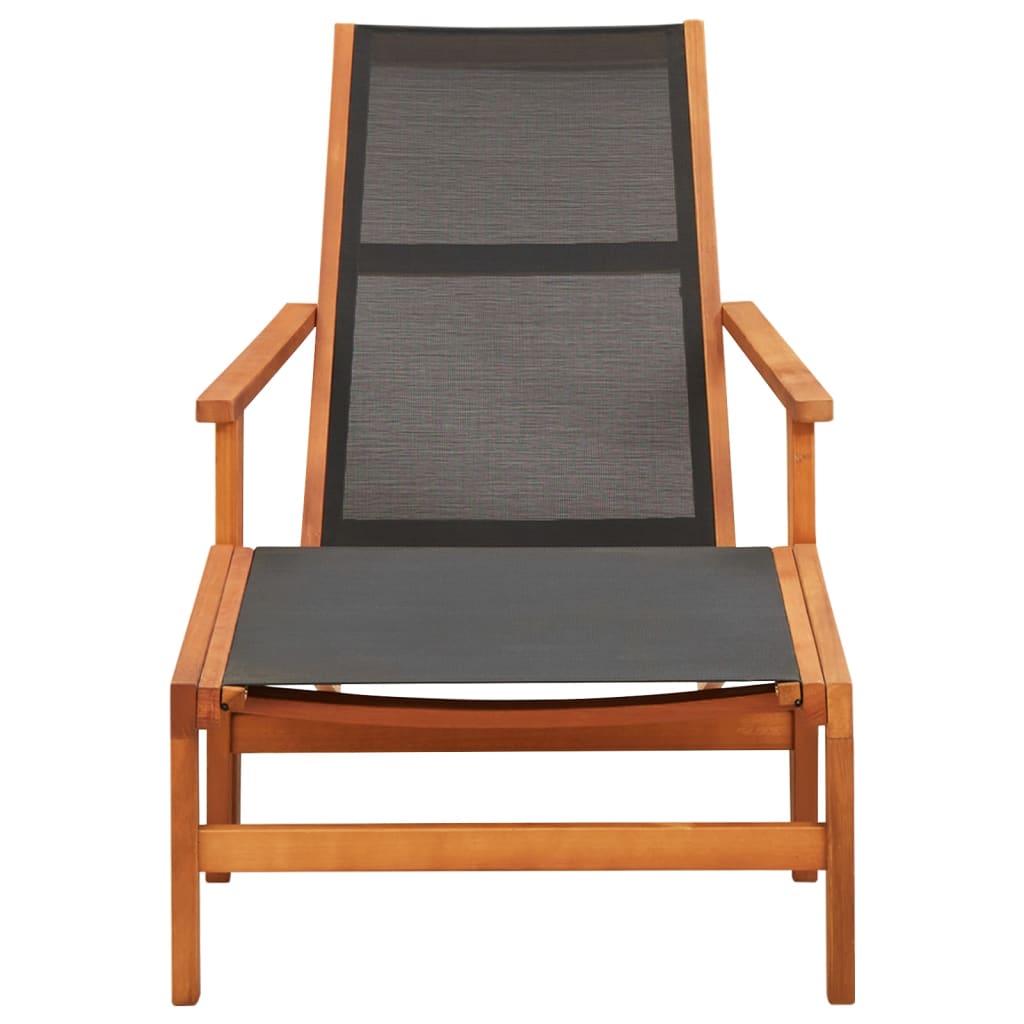 vidaXL Patio Chair with Footrest Solid Eucalyptus Wood and Textilene