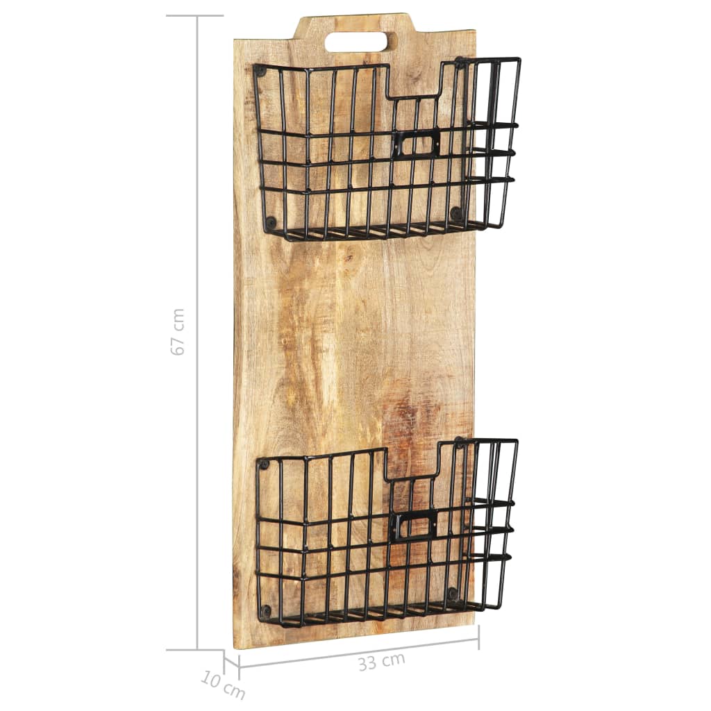 vidaXL Wall-mounted Magazine Rack 13"x3.9"x26.4" Solid Rough Mango Wood