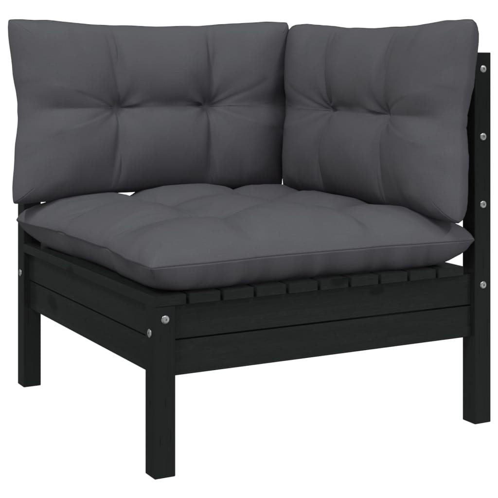 vidaXL 6 Piece Patio Lounge Set with Cushions Black Pinewood