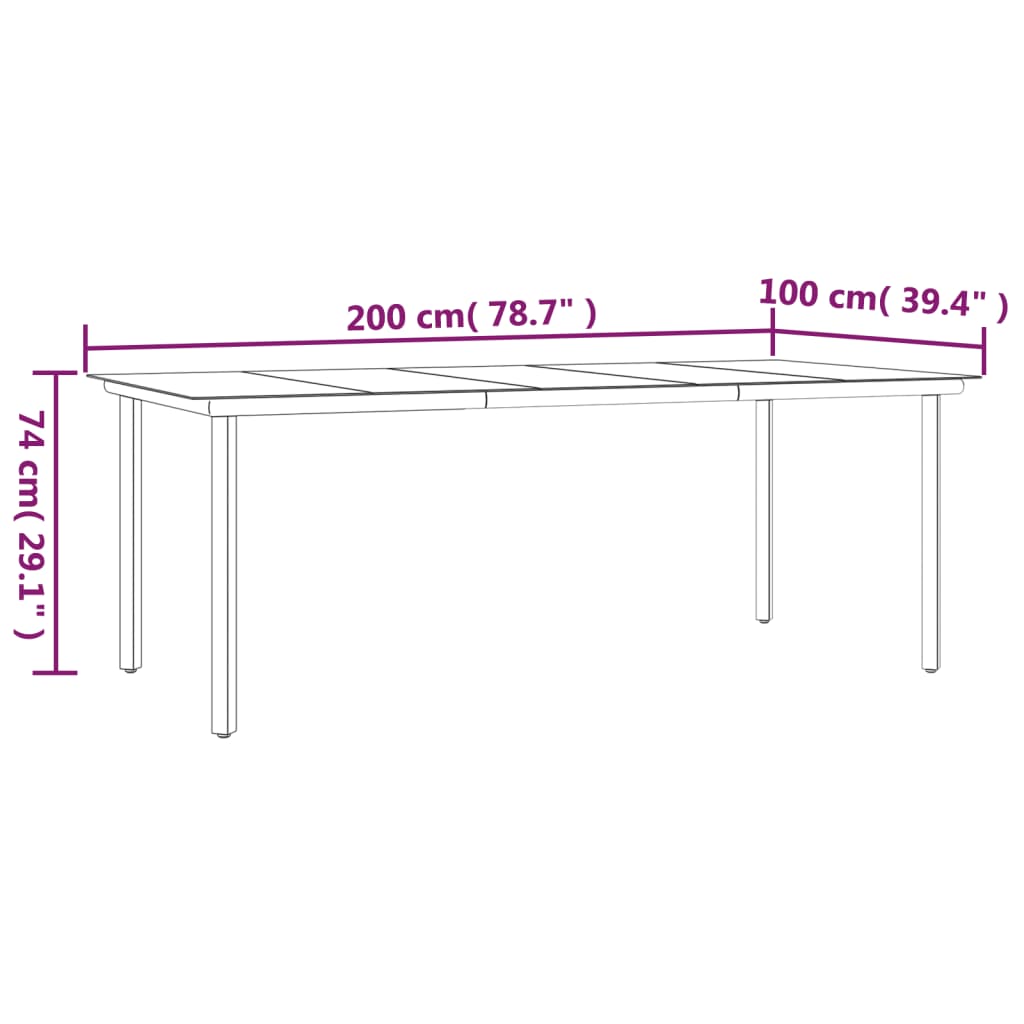 vidaXL 7 Piece Patio Dining Set with Cushions Poly Rattan and Steel